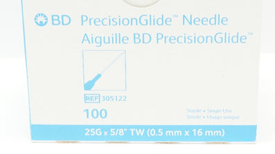 BD 305122 Precision Glide Ndle 25G x 5/8inch - Box of 100
